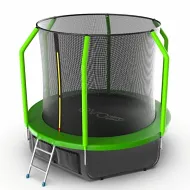 Батут для дачи EVO JUMP Cosmo 8ft (Green) с внутренней сеткой и лестницей + нижняя сеть