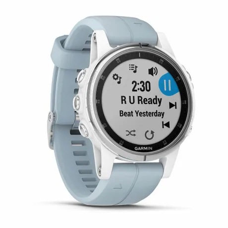 GPS-часы Garmin FENIX 5S PLUS белые с голубым ремешком - Фото 7