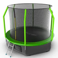 Батут для дачи EVO JUMP Cosmo 10ft (Green) с внутренней сеткой и лестницей + нижняя сеть